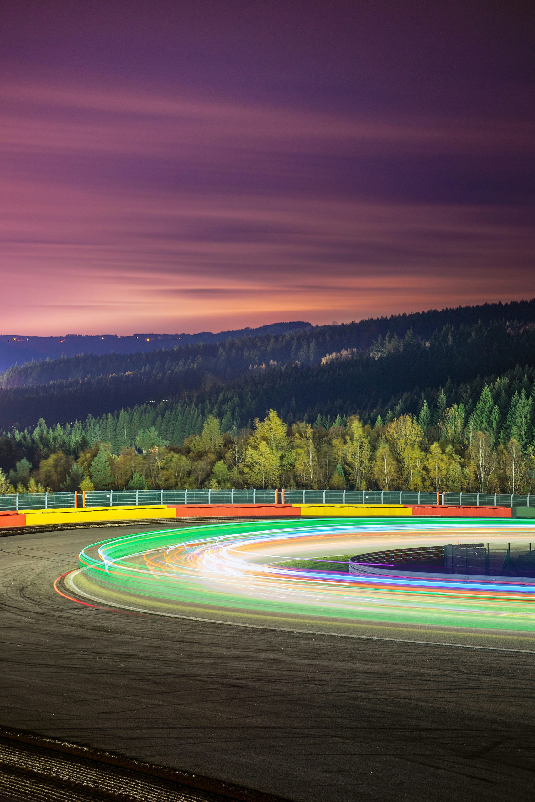 motorsport road lights at night